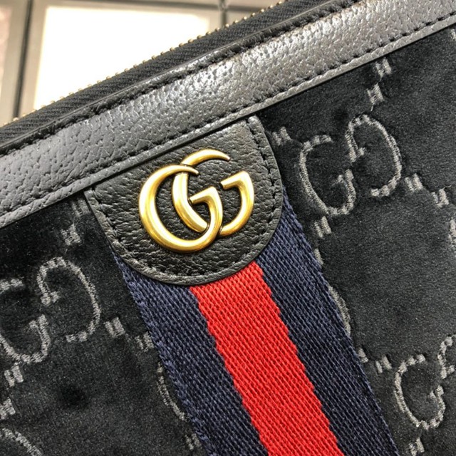 Gucci手包 575371 古馳最新款天鵝絨手拿包 Gucci手腕錢包  gqy3337